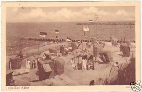 28494 Ak Ostseebad Müritz Strand mit Strandkörben 1925