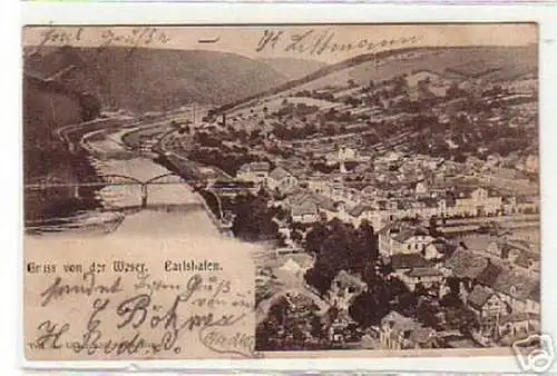 12285 Ak Gruss von der Weser Carlshafen 1901