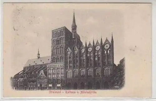 48723 Ak Stralsund Rathaus und Nikolaikirche 1924