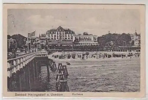 50770 Ak Seebad Heringsdorf auf Usedom Kurhaus 1921