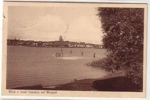 59250 Ak Blick von Insel Usedom auf Wolgast 1928