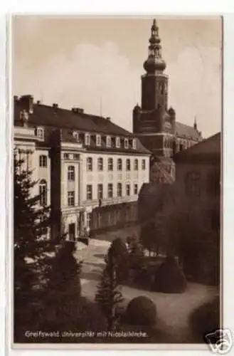 09481 Ak Greifswald Universität mit Nicolaikirche 1931