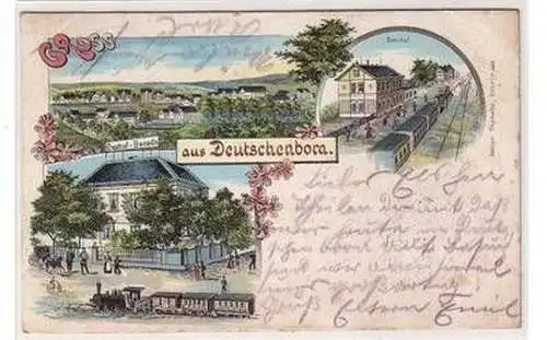 55484 Ak Lithographie Gruß aus Deutschenbora Gasthof 1905