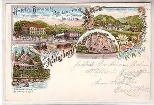 56705 Ak Lithographie Gruß aus Hainsberg Restaurant