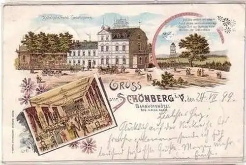 28336 Ak Lithographie Gruß aus Schönberg im Vogtland 1899