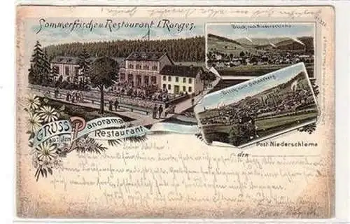 57476 Ak Lithografie Niederschlema Gruss aus dem Panorama Restaurant 1903