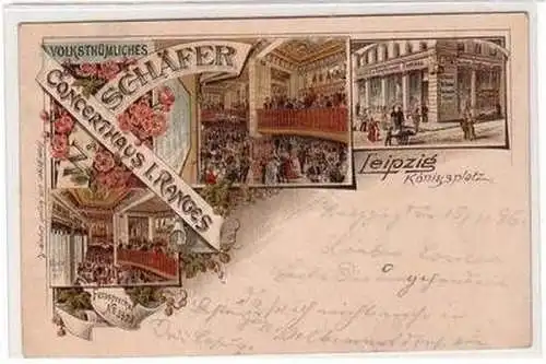 56700 Ak Lithographie Leipzig volksthümliches Concerthaus W. Schäfer 1896