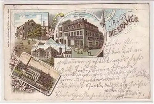 56800 Ak Lithographie Gruß aus Meerane in Sachsen 1898