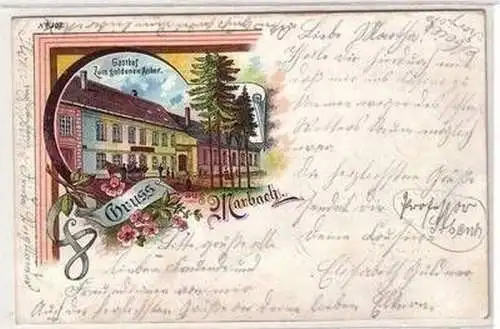 14675 Ak Lithographie Gruß aus Marbach Gasthof Zum goldenen Anker 1901