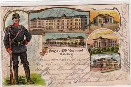 57358 Ak Lithographie Gruß vom 139. Regiment Döbeln 1906