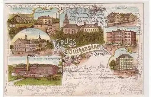 55592 Ak Lithographie Gruß aus Wittgensdorf bei Chemnitz 1901