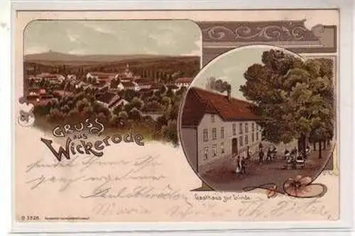 51253 Ak Lithographie Gruß aus Wickerode Gasthaus zur Linde 1908