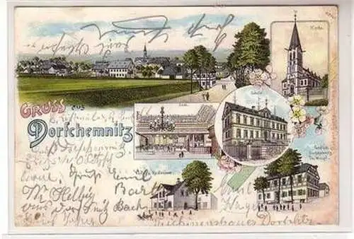 55590 Ak Lithographie Gruß aus Dorfchemnitz Gasthof 1905