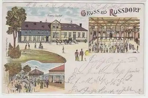 57046 Ak Lithographie Gruß aus Russdorf Gasthof 1904