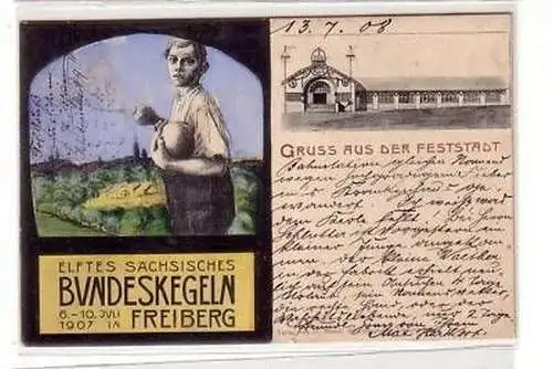 42814 Ak Freiberg 11. sächsisches Bundeskegeln 1908