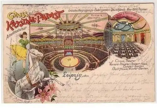 53155 Ak Lithographie Gruß aus dem Krystall Palast Leipzig 1902