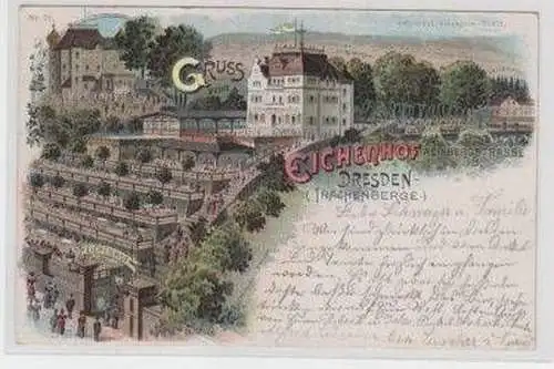 46526 Ak Lithographie Gruß vom Eichenhof Dresden 1899