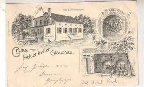 49218 Ak Litho Gruss vom Felsenkeller Glauchau 1898