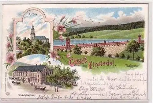 57355 Ak Lithographie Gruß aus Einsiedel Stöckels Gasthaus 1898