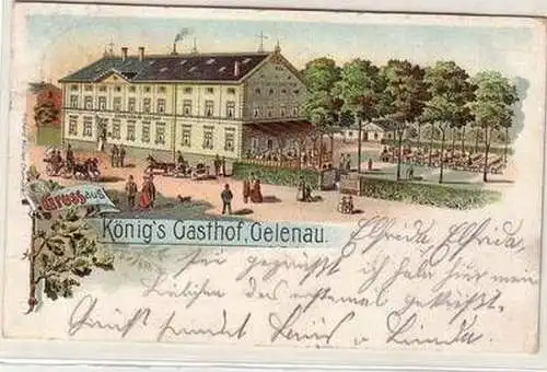 55479 Ak Lithographie Gruß aus Königs Gasthof Gelenau 1908