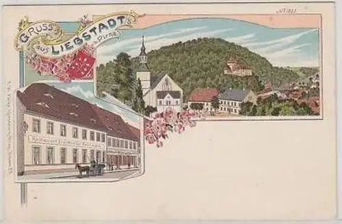 42776 Ak Lithographie Gruß aus Liebstadt bei Pirna 1900