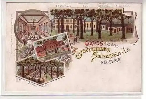 55703 Ak Lithographie Gruß aus Schützenhaus Hohenstein Ernstthal Neustadt um1900