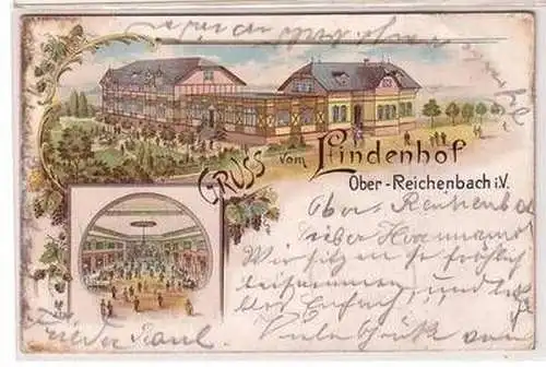 42862 Ak Lithographie Gruß vom Lindenhof Ober-Reichenbach i.V. 1901