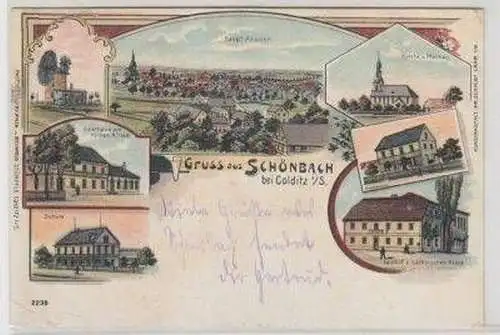 50009 Ak Lithografie Gruß aus Schönbach bei Colditz 1917