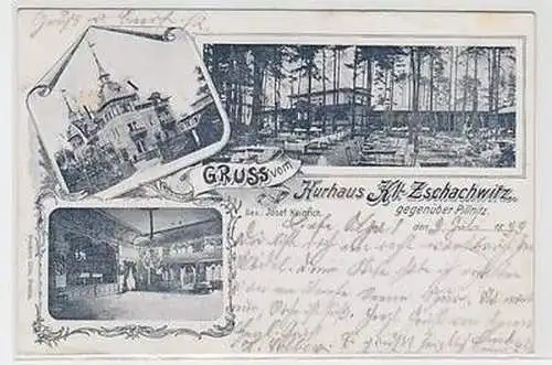 58108 Ak Gruss vom Kurhaus Kl.-Zschachwitz gegenüber Pillnitz 1899