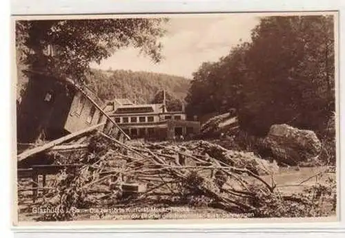 28253 Ak Glashütte die zerstörte Kurfürst Moritz Brücke am 8. Juli 1927