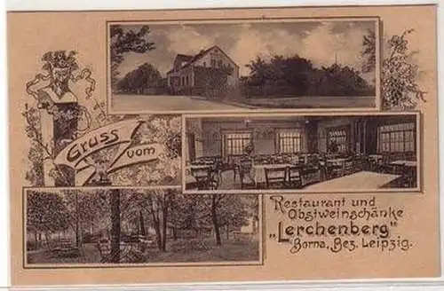 14537 Ak Gruß vom Restaurant und Obstweinschänke "Lerchenberg" Borna 1923