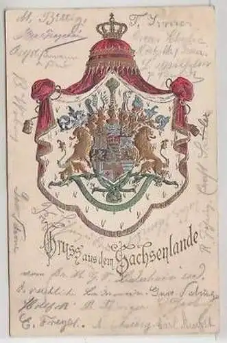 43443 Wappen Ak Gruß aus dem Sachsenlande 1900