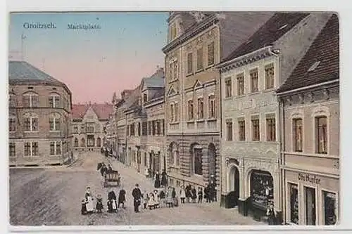 44661 Ak Groitzsch Marktplatz mit Geschäften 1910