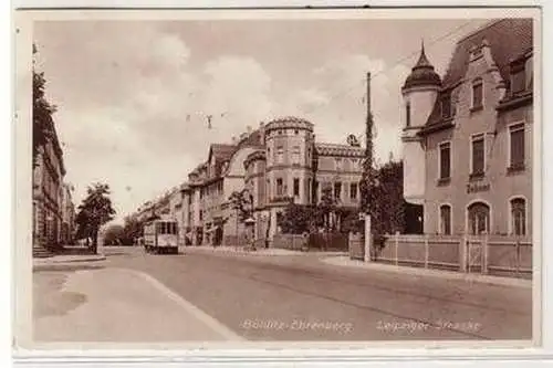 57938 Ak Böhlitz Ehrenberg Leipziger Straße mit Straßenbahn 1933