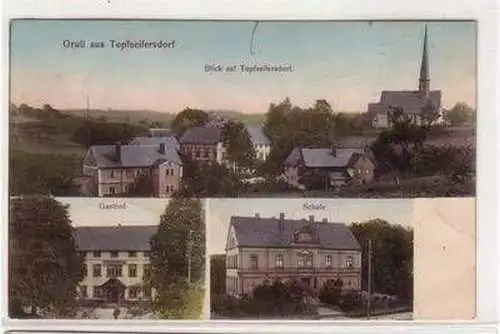 52467 Mehrbild Ak Gruß aus Topfseifersdorf Gasthof und Schule 1911