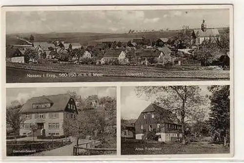 53236 Mehrbild-Ak Nassau Erzg. Teilansicht, Gemeindeamt, altes Forsthaus um 1910