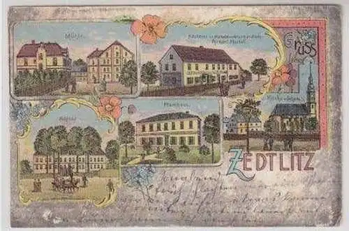 50011 Ak Lithografie Gruß aus Zedlitz bei Borna 1907