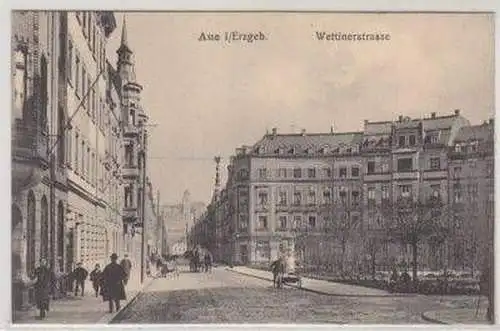 46620 Ak Aue im Erzgebirge Wettinerstrasse um 1910