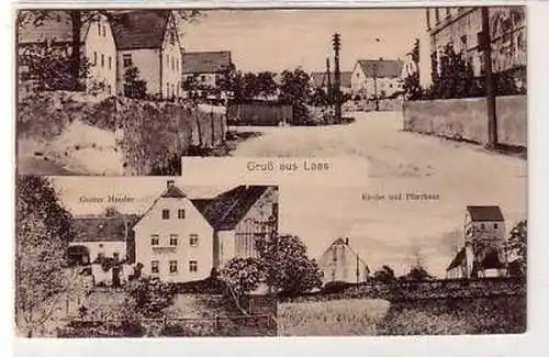 42947 Ak Gruß aus Laas Kirche und Pfarrhaus um 1910