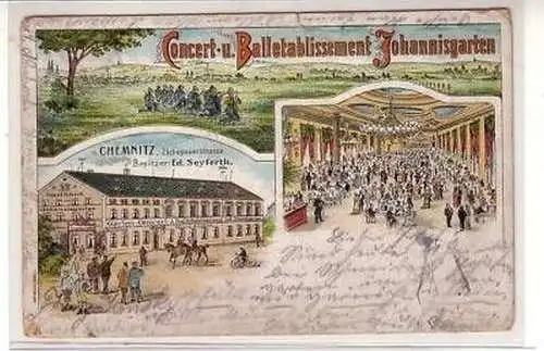 42674 Ak Lithographie Chemnitz Johannisgarten 1908