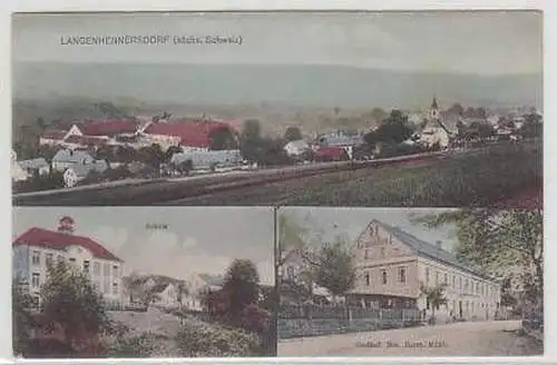 42771 Mehrbild Ak Langenhennersdorf Schule Gasthof 1910