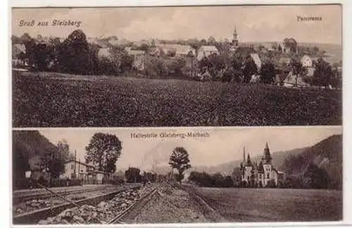 46136 Mehrbild Ak Gruß aus Gleisberg Panorama und Haltestelle 1909