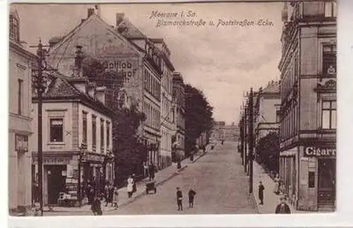 56830 Ak Meerane Bismarckstrasse Ecke Poststrasse 1916