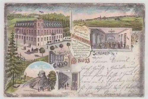 46150 Ak Lithographie Gruß aus Schöneck i.V. Hotel 1898