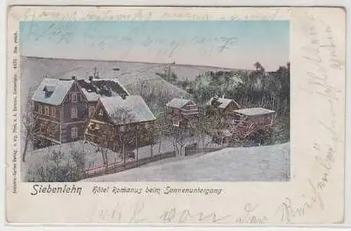 29140 Ak Siebenlehn Hotel Romanus beim Sonnenuntergang 1906