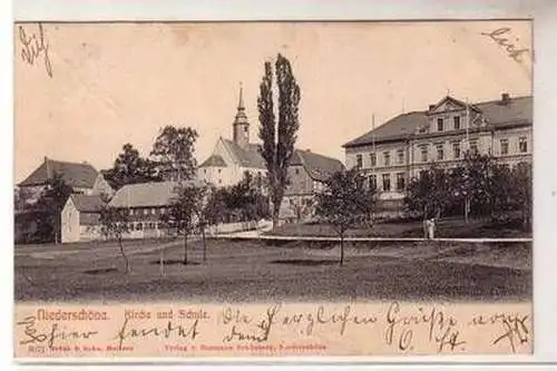 50879 Ak Niederschöna Kirche und Schule um 1910