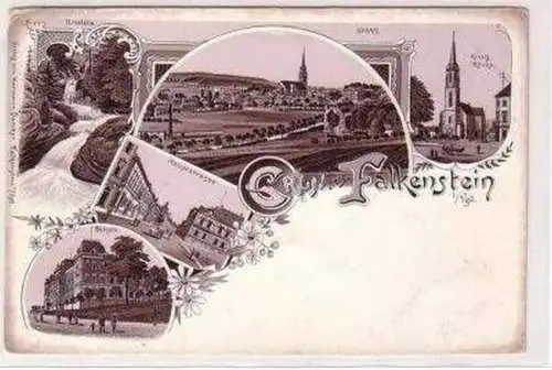 49175 Ak Lithografie Gruss aus Falkenstein Vgtl. um 1900