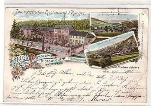 50511 Ak Lithographie Gruß aus dem Panorama Restaurant bei Niederschlema 1901