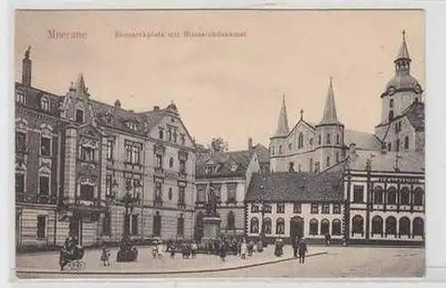 19199 Ak Meerane Bismarckplatz mit Bismarckdenkmal um 1910