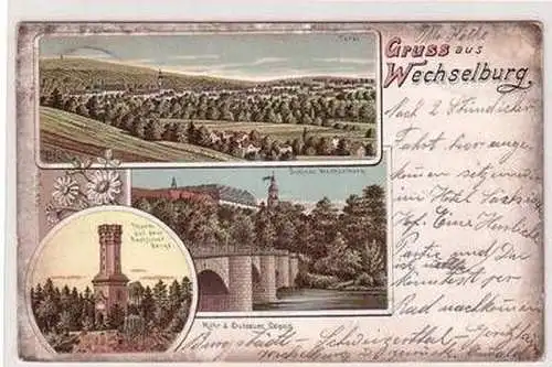 54065 Ak Lithographie Gruß aus Wechselburg 1899